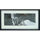 'MARILYN LYING ON THE GRASS' PHOTOPRINT, from Trowbridge Gallery, 25cm x 85cm, framed and glazed.