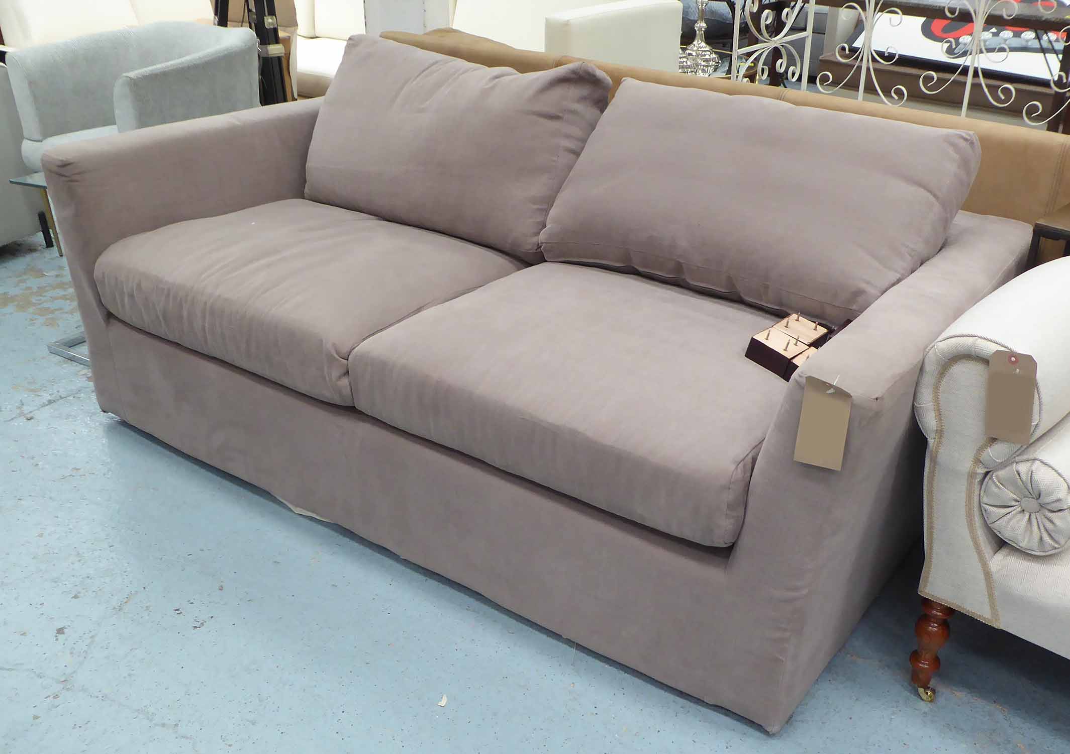 SOFA.COM SOFABED, in neutral fabric, loose covers, with mattress, 192cm L.