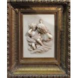 A PAIR OF BAS-RELIEFS, depicting a Mother and Child and two ladies, in resin 40cm x 30cm each,