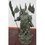 QUAN CONG THREE KINGDOMS CHINESE WARRIOR, jade effect, 54cm x 26cm.