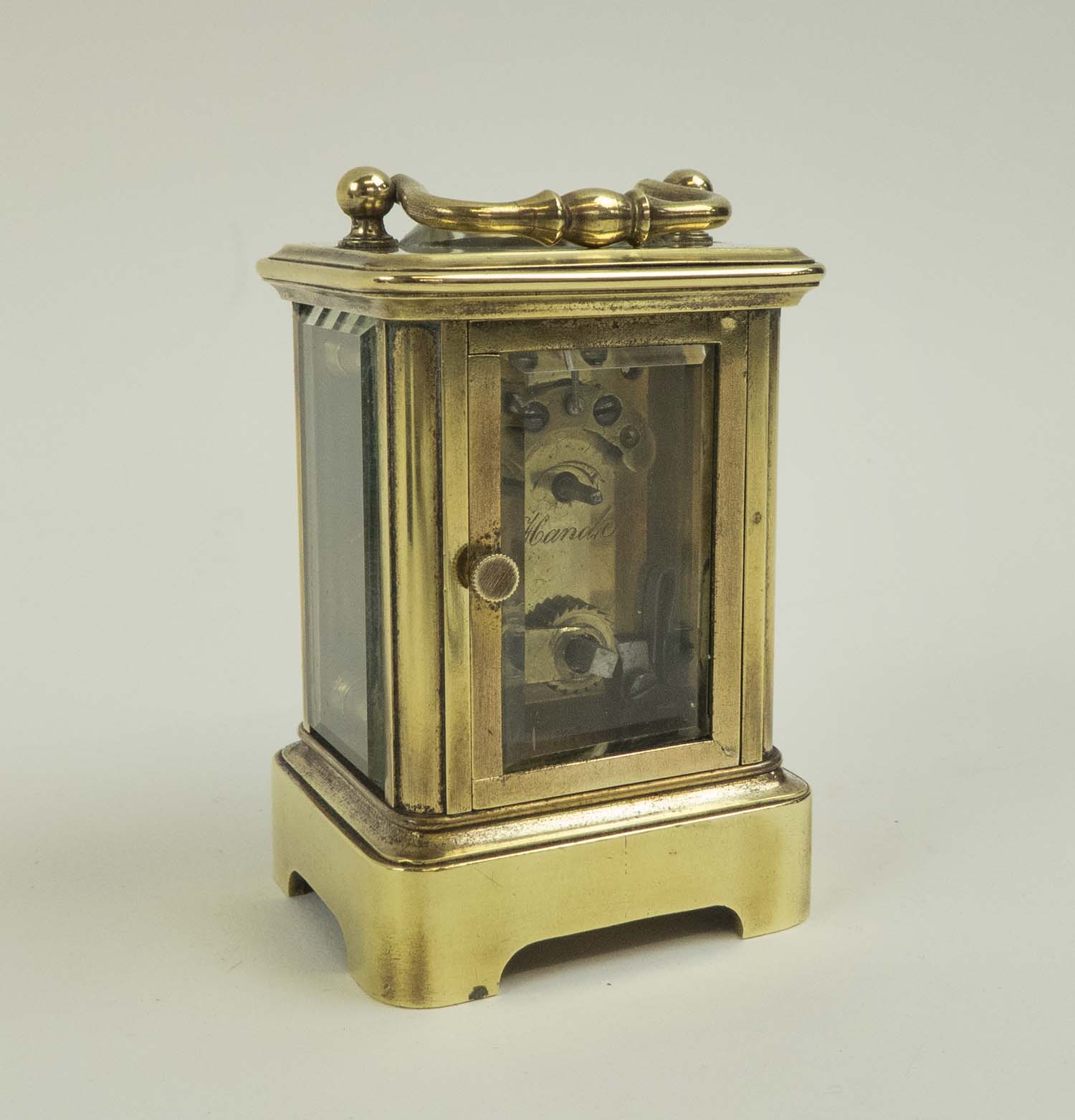 MINIATURE HOWELL JAMES & CO. CARRIAGE CLOCK, with brass case, French movement, 4.5cm W x 4cm D x 6. - Image 2 of 9