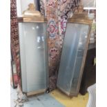 WALL LIGHTS, a pair, Art Deco brass and glass converted from show cases, 148cm H.