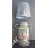 MILK CHURN LAMP, painted and stamped 'Schmid', 95cm H.