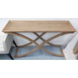 OKA CONSOLE TABLE, wooden X framed base, 130cm x 40cm x 83cm H.