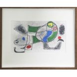 JOAN MIRO 'Animaux', original lithograph 1968, published by Maeght, 22cm x 37cm, framed.