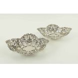 EDWARDIAN SILVER BON BON DISHES, a pair, of foliate pierced design, Sheffield 1902,