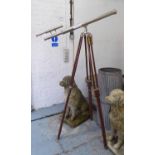 TELESCOPE, with sight, in steel finish on an extendable wooden tripod, 160cm H.