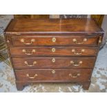 BACHELOR'S CHEST, George II mahogany with foldover top above four drawers (adapted),