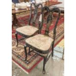 SIDE CHAIRS, a pair, Queen Anne style in Chinoiserie finish with drop in seats, each 48cm W.