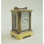 MINIATURE HOWELL JAMES & CO. CARRIAGE CLOCK, with brass case, French movement, 4.5cm W x 4cm D x 6.