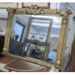 WILLIAM IV OVERMANTEL MIRROR, with pilaster gilt surround and foliate detail,