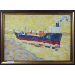 BRUNO 'Ship in Transit', oil on canvas, 80cm x 114cm,