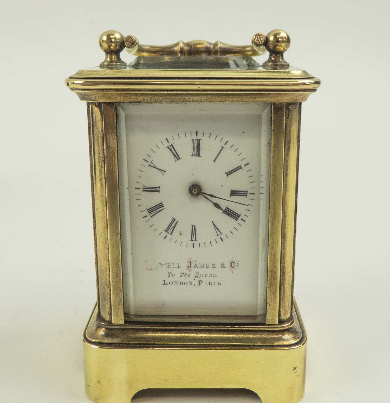 MINIATURE HOWELL JAMES & CO. CARRIAGE CLOCK, with brass case, French movement, 4.5cm W x 4cm D x 6. - Image 6 of 9