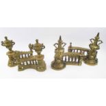 PAIR OF LACQUERED BRASS CHENETS, late 19th/early 20th century French,