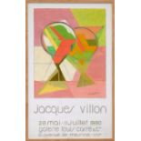 JACQUES VILLON 'Abstract forms in pink', lithographic poster, 1980, Bellini, 80cm x 49cm,