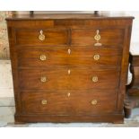 HALL CHEST, 19th century figured mahogany and satinwood line inlaid, of adapted shallow proportions,