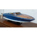 MODEL RIVA SPECIAL BOAT, in limited edition blue colour, with stand, 88cm L.