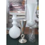 GLASS VASES, two,