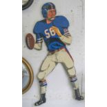 1960'S AMERICAN FOOTBALL QUARTERBACK ADVERTISING FIGURE, New York Gaints, printed on board,