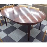 1960'S DINING TABLE, extending in palisander finish, Danish style on rounded supports,