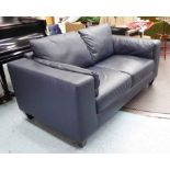 ITALSOFA SOFA, two seater, in ink blue faux leather on square supports, 173cm.