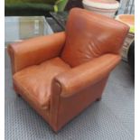 CONRAN BOLIVAR ARMCHAIR, with tan leather upholstery, 88cm W x 90cm H.