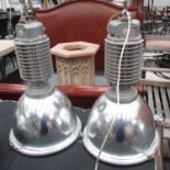 ZUMTOBEL STAFF COPA CEILING LAMPS, by Charles Keller, a pair, 1980s industrial factory lighting,