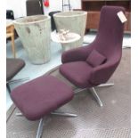 VITRA REPOS LOUNGE CHAIR, by Antonio Citterio, in burgundy fabric, on a metal swivel base, 73cm W,