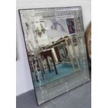 MIRROR, Venetian style bevelled with etched mirror border, 122cm x 93cm.