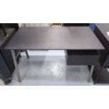 DESK, dark wood, contemporary style with metal legs and single drawer, 70cm D x 125cm W x 73cm H.