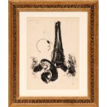 MARC CHAGALL 'Mother and Child at the Eiffel Tower', 1954, original lithograph,