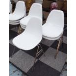 DSS STYLE STACKING LINKING CHAIRS, after Charles and Ray Eames, a set of six.