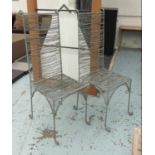 GARDEN CHAIRS, a set of ten, wire with high backs, each 122cm H x 42cm W.