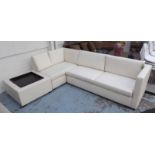 CONTEMPORARY CORNER SOFA, in cream, 280cm L, with matching centre table, with removable tray.