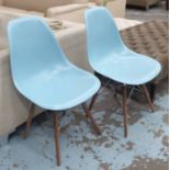 DSW STYLE CHAIRS, after Charles and Ray Eames, blue fibreglass, a set of four.