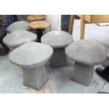 SADDLE STONES, set of five, in grey resin, 48cm H (with faults).