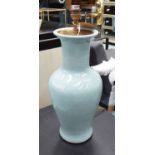 VAUGHAN TABLE LAMP, urn shaped, in blue crackle glaze, 51cm H.