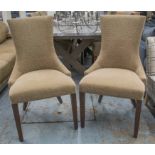 DINING CHAIRS, a set of eight, contemporary patterned fabric with square tapering front supports.