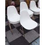 DSS STYLE STACKING LINKING CHAIRS, after Charles and Ray Eames, a set of six.