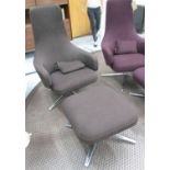 VITRA REPOS LOUNGE CHAIR, by Antonio Citterio, in brown fabric on a metal swivel base, 73cm W,