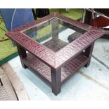 ANDREW MARTIN SIDE TABLE, square inset glass top above lower tier,