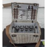 PICNIC BASKET, for four, domed top, in woven finish, 47cm x 33cm x 30cm H.