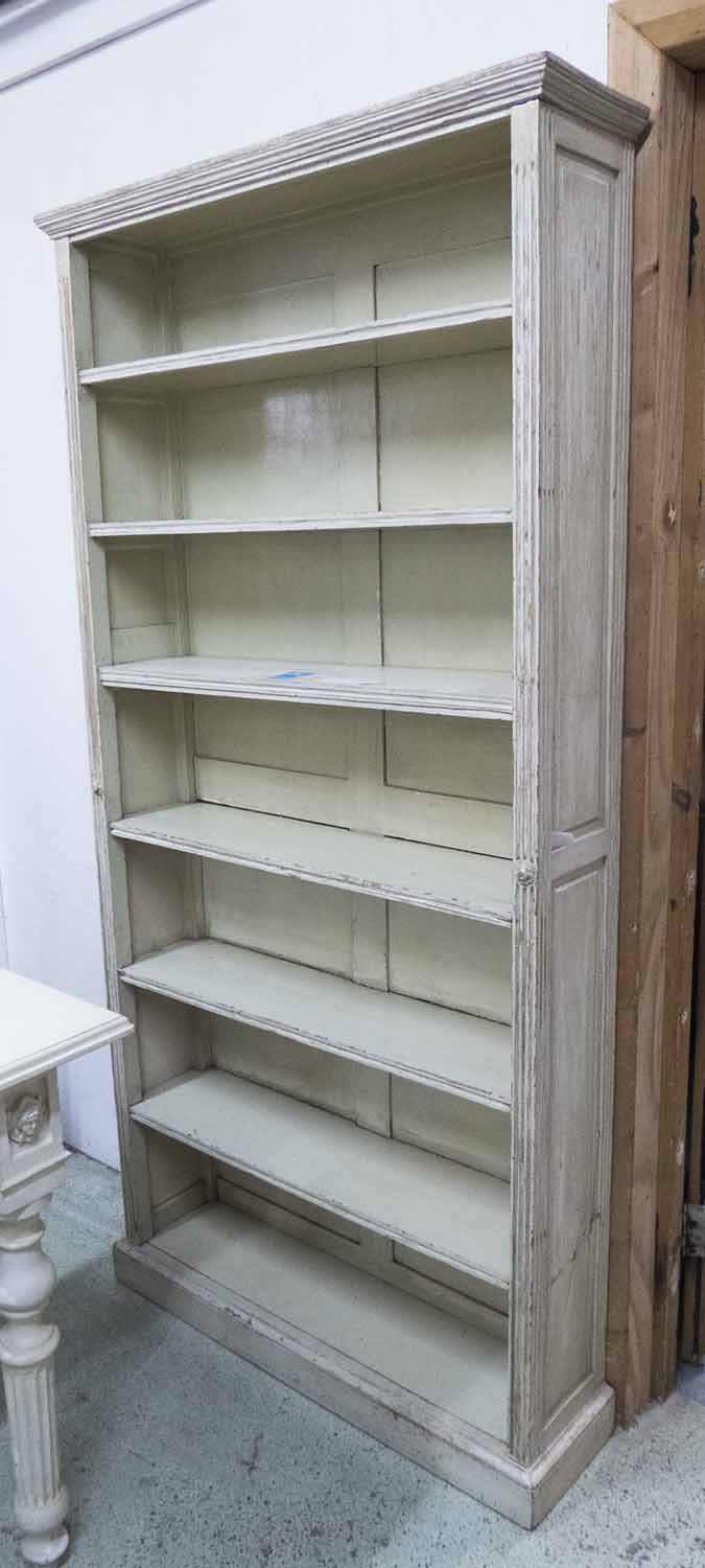 BOOKCASE, in a 'shabby chic' effect painted finish,