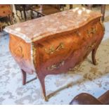 BOMBE COMMODE, Louis XV style, with a red marble top,