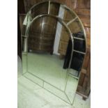 OVERMANTEL, 1950's brass domed top with bevelled glass, 121cm H x 100cm.