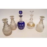 TWO VARIOUS CONTINENTAL GLASS DECANTERS, each approx 30cm H,