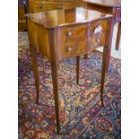 BEDSIDE TABLES, a pair, George III design, flame mahogany, each serpentine fronted with two drawers,