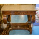 CONSOLE TABLE, early 19th century Dutch, flame mahogany with cabriole legs,