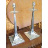 CANDLESTICK LAMPS, a pair, 1920's, Arts and Crafts, silver plated, 44cm H.