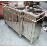 MIRRORED SIDEBOARD, break front, with silvered frame, 180cm W x 51cm D x 99cm H.